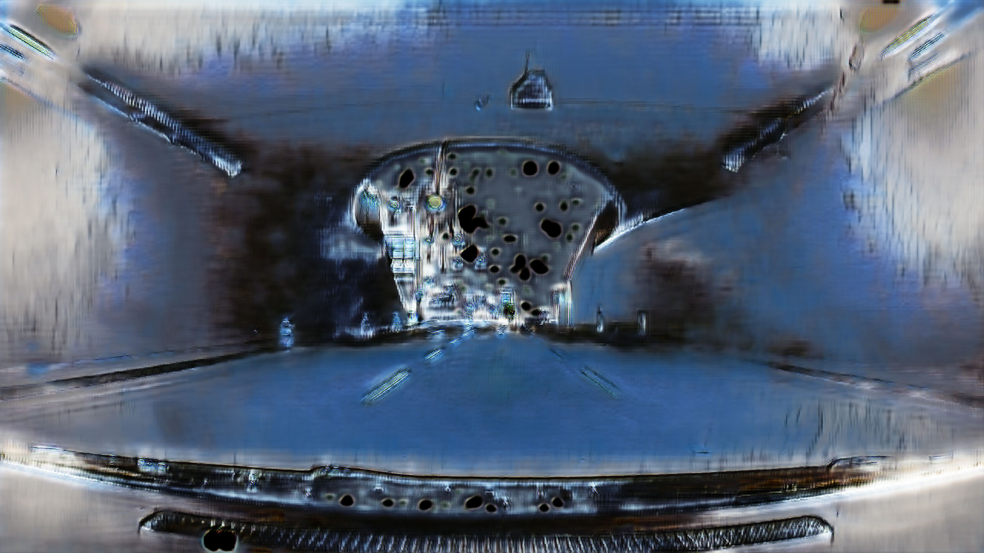 Speculative AI-generated view of an urban street without cars, Post Motor City S