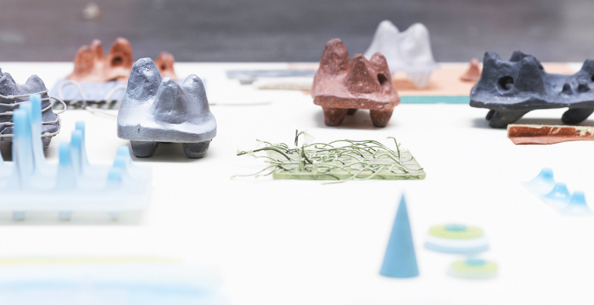 Overview of tactile material experiments using rope and silicone in The Soft Machines speculative mobility project